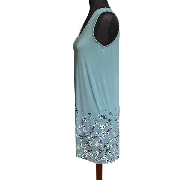 J. Jill Dress Women XS Blue Floral V-Neck A Line Sleeveless Wearever Collection - Picture 4 of 12